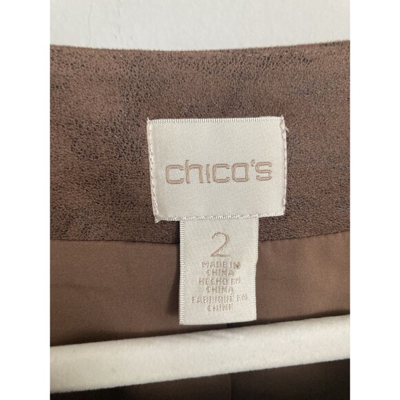 Chico’s Edgy Faux Leather Vest Topper LARGE Java Brown Versatile Sophisticated - Picture 4 of 9